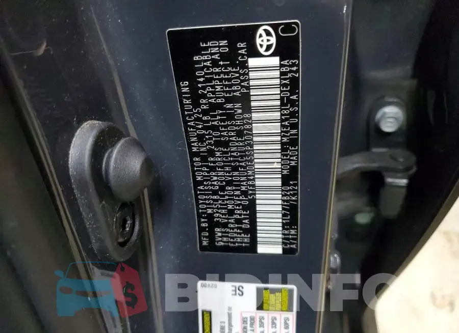 5YFB4MDE5SP307828 Photo# 12