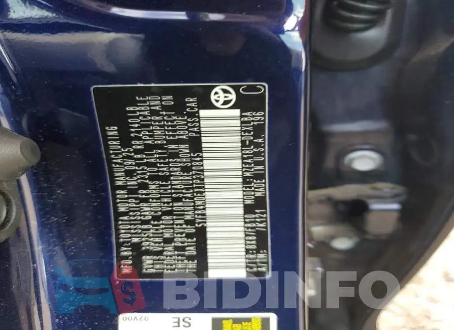 5YFB4MDEXTP370845 Photo# 12