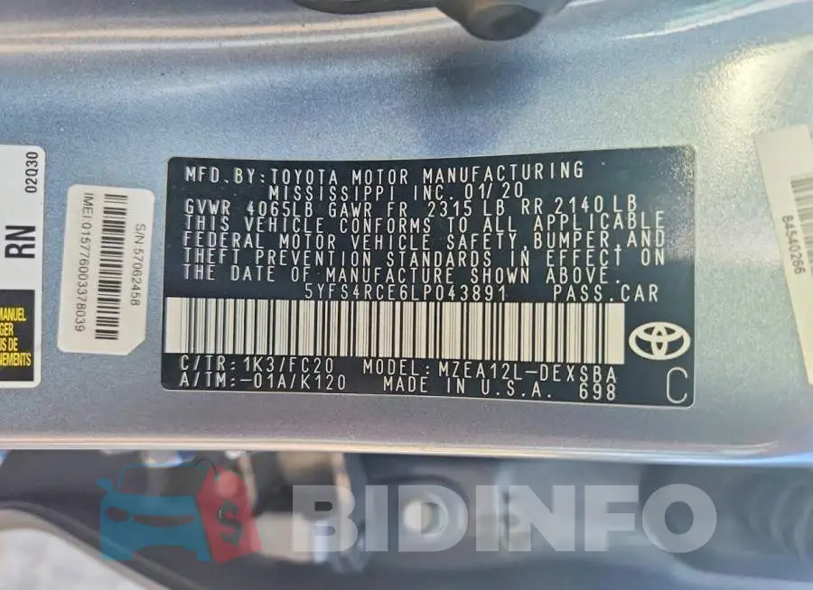 5YFS4RCE6LP043891 Photo# 12