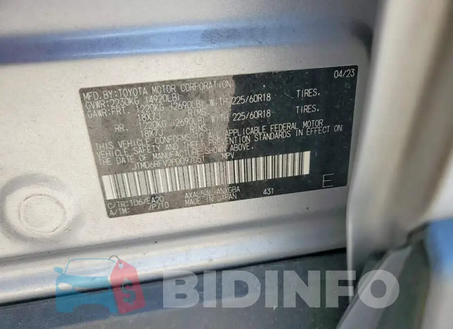 JTMD6RFV2PD097051 Photo# 13