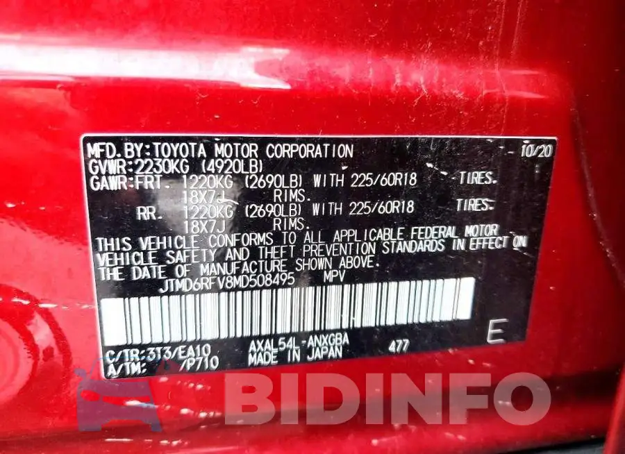 JTMD6RFV8MD508495 Photo# 13