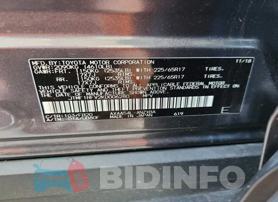 JTMF1RFV2KD006280 Photo# 14