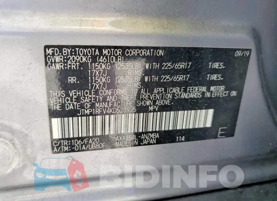 JTMP1RFV4KD523925 Photo# 13