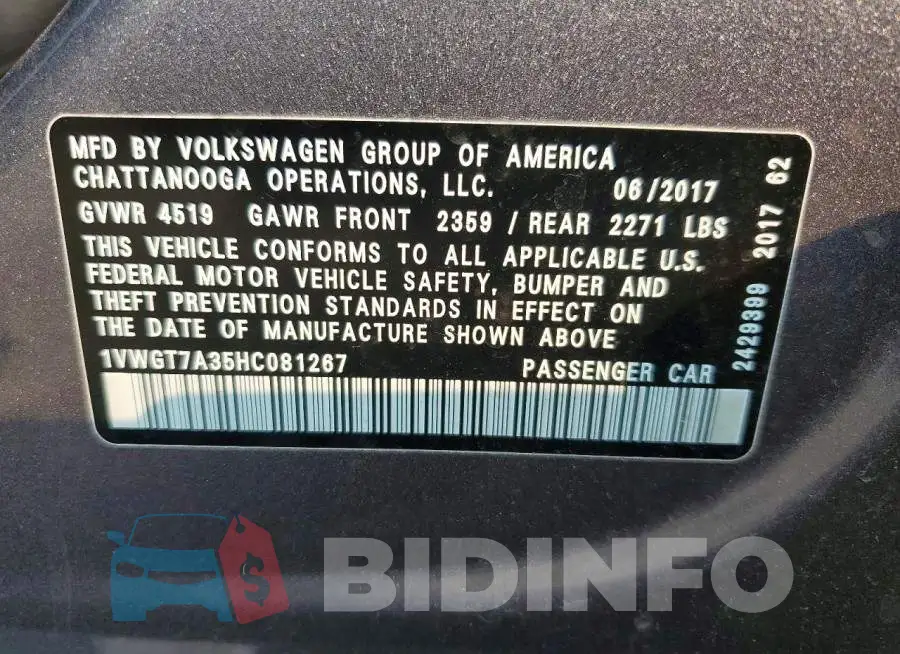 1VWGT7A35HC081267 Photo# 12