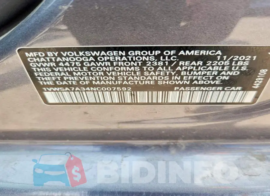 1VWSA7A34NC007592 Photo# 12
