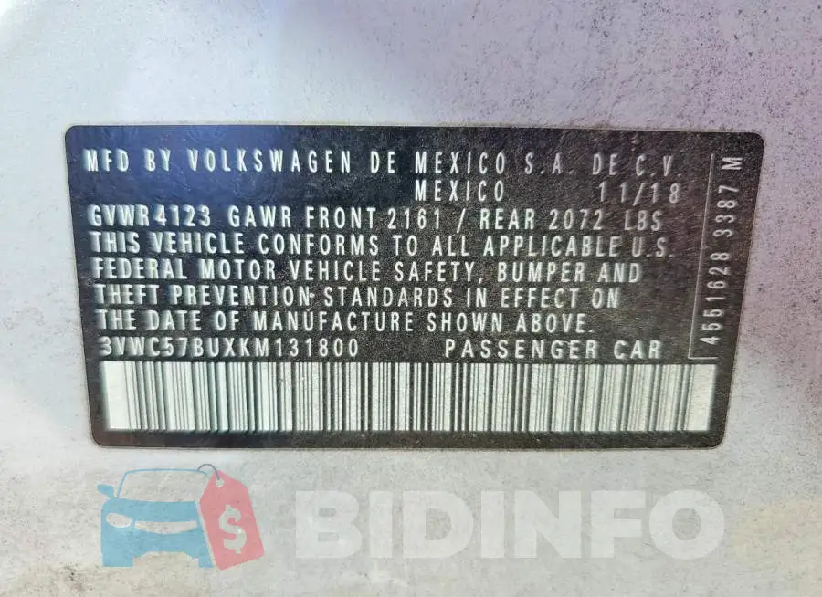 3VWC57BUXKM131800 Photo# 12
