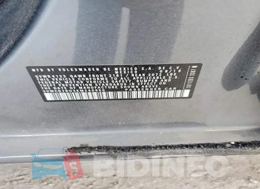 3VWCB7BU3KM240950 Photo# 12
