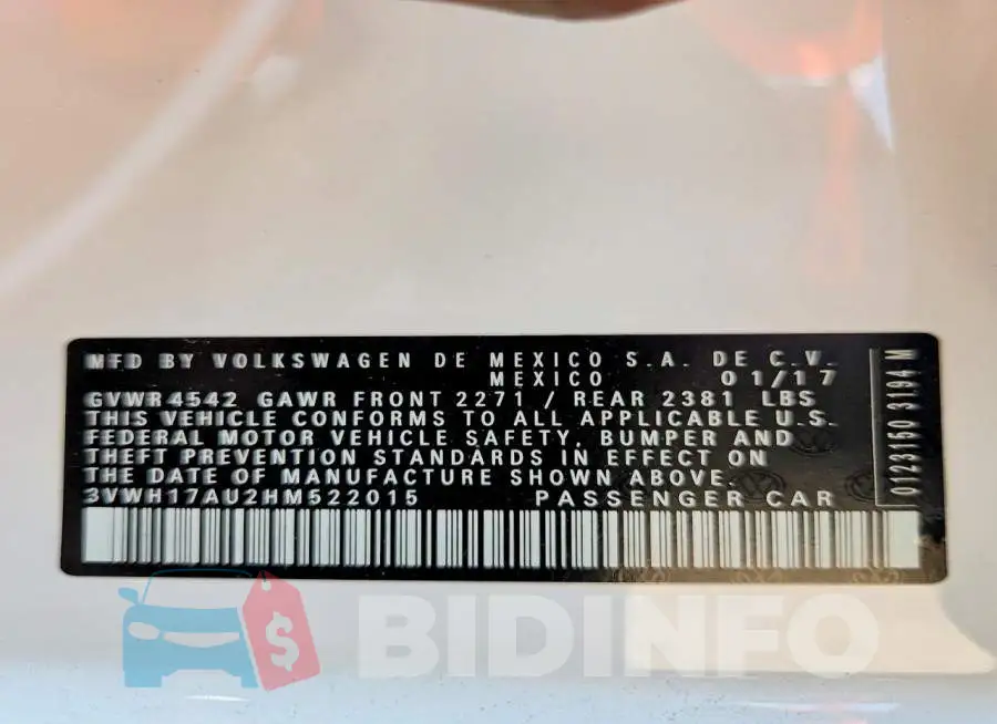 3VWH17AU2HM522015 Photo# 13
