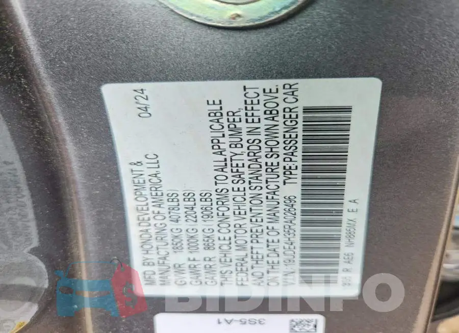 19UDE4H35RA026496 Photo# 12