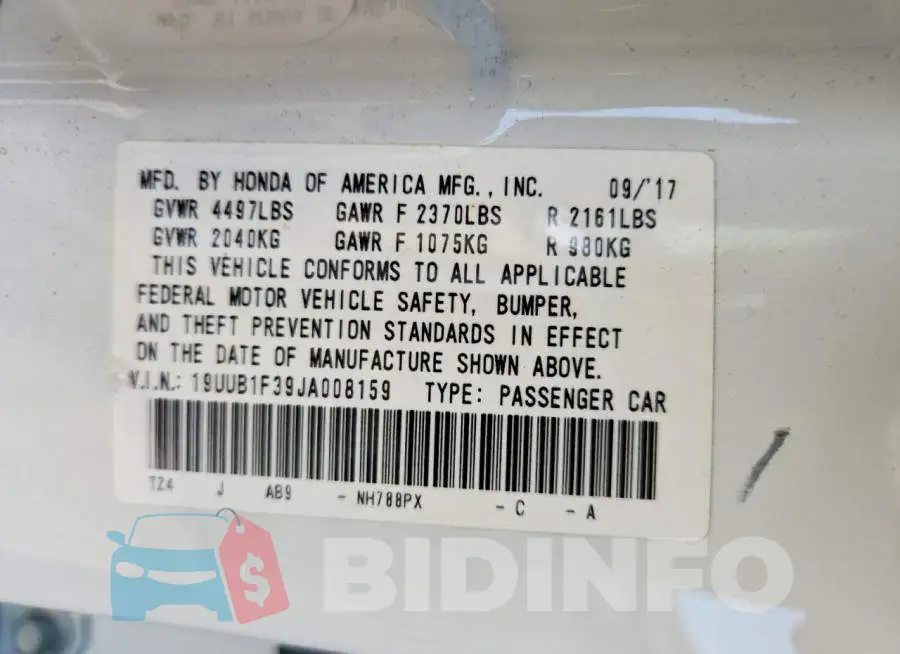 19UUB1F39JA008159 Photo# 12
