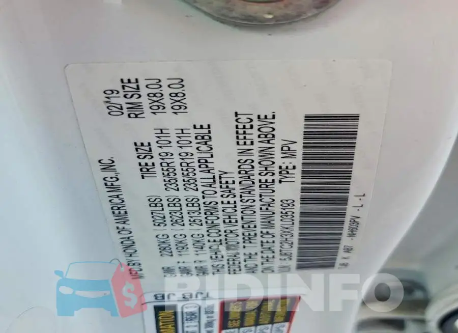 5J8TC2H3XKL035193 Photo# 13