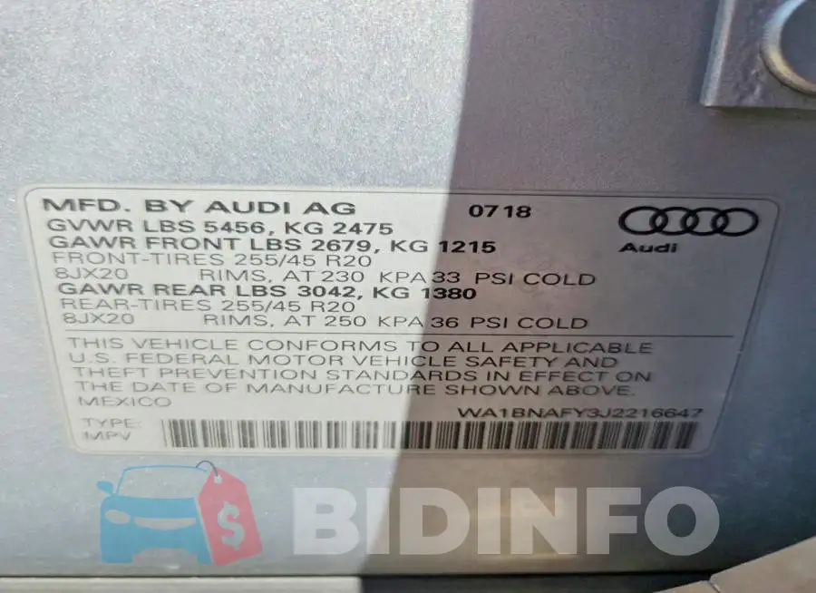 WA1BNAFY3J2216647 Photo# 13