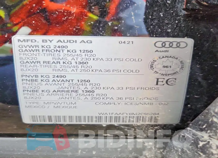 WA1FAAFY8M2085264 Photo# 13