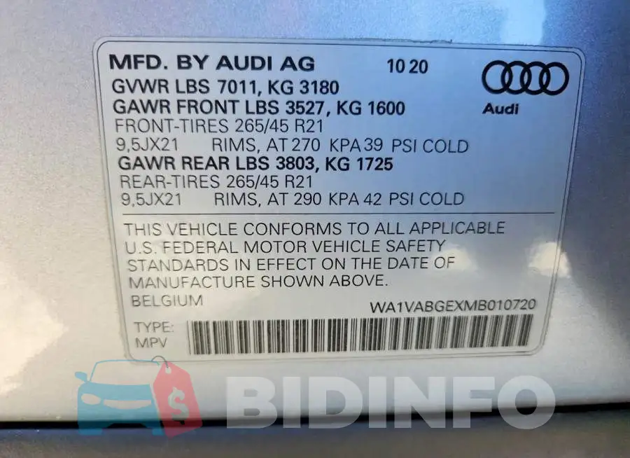WA1VABGEXMB010720 Photo# 13