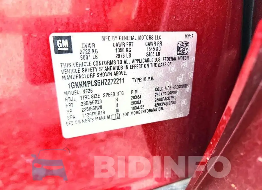 1GKKNPLS6HZ272211 Photo# 13