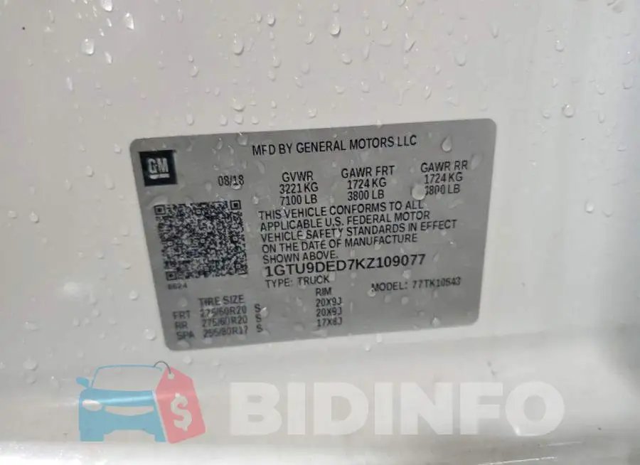 1GTU9DED7KZ109077 Photo# 12
