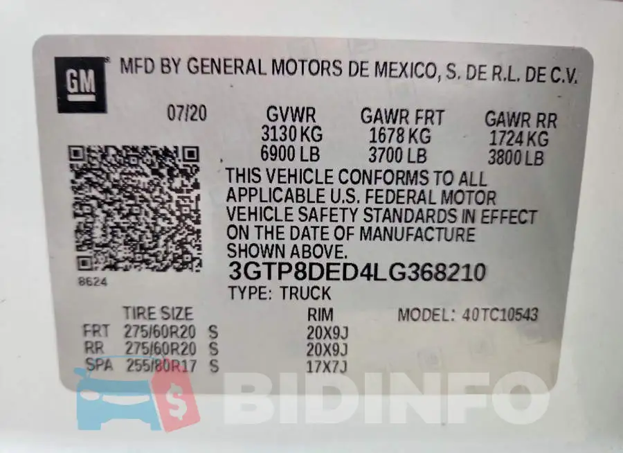 3GTP8DED4LG368210 Photo# 12