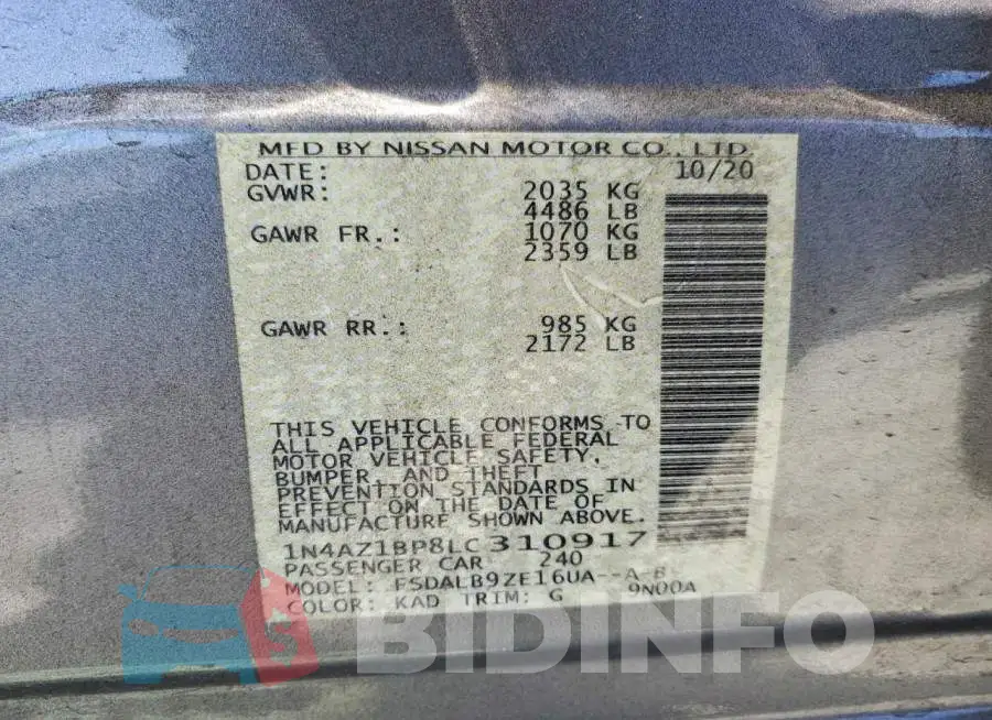 1N4AZ1BP8LC310917 Photo# 12