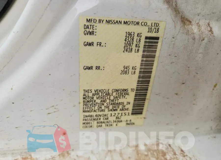 1N4BL4DV1KC127151 Photo# 12