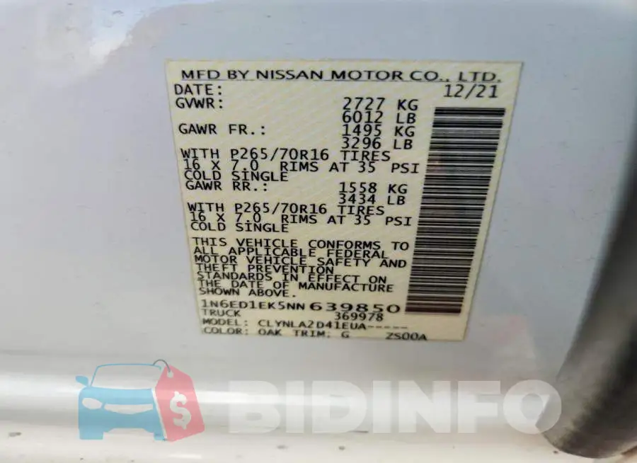 1N6ED1EK5NN639850 Photo# 13