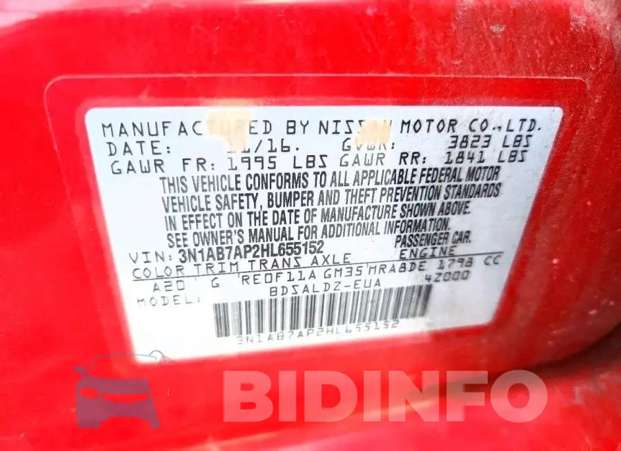 3N1AB7AP2HL655152 Photo# 12