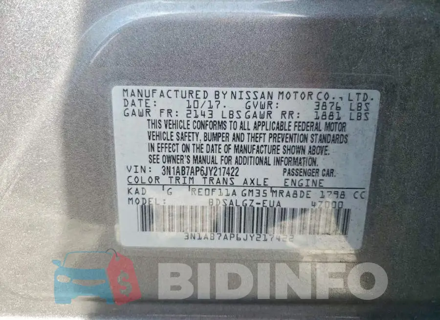 3N1AB7AP6JY217422 Photo# 12
