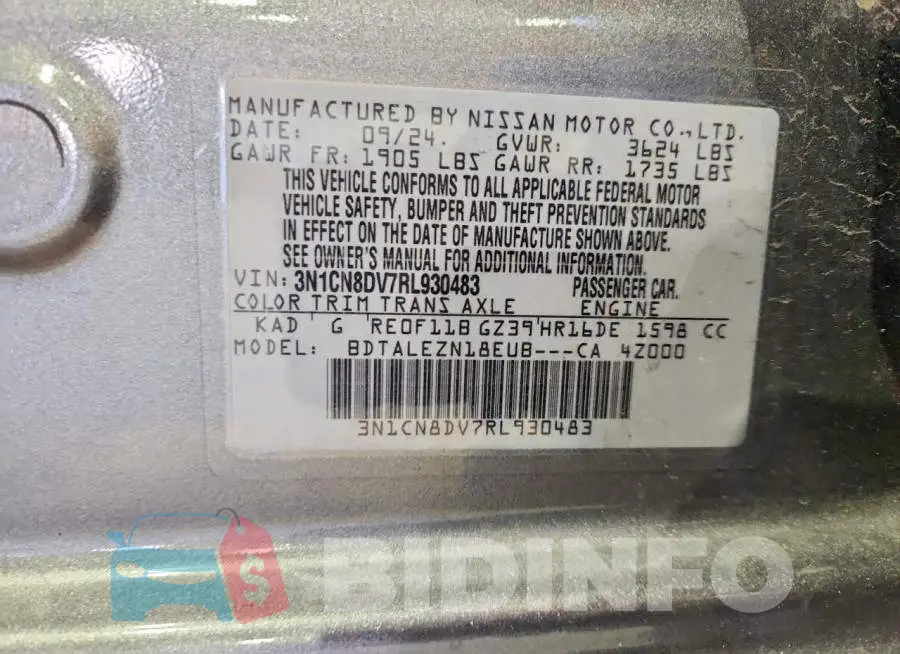 3N1CN8DV7RL930483 Photo# 12