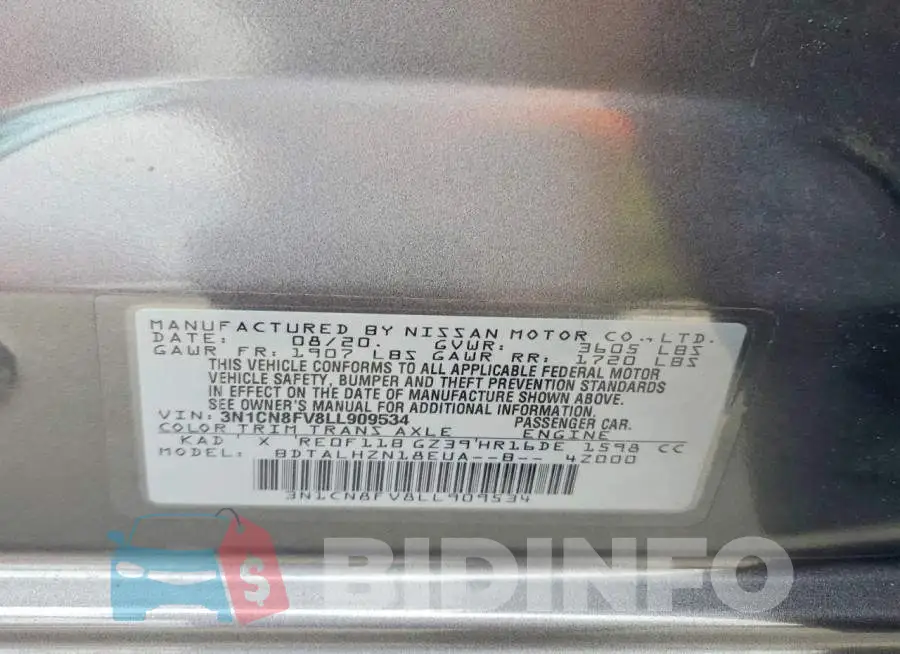 3N1CN8FV8LL909534 Photo# 12
