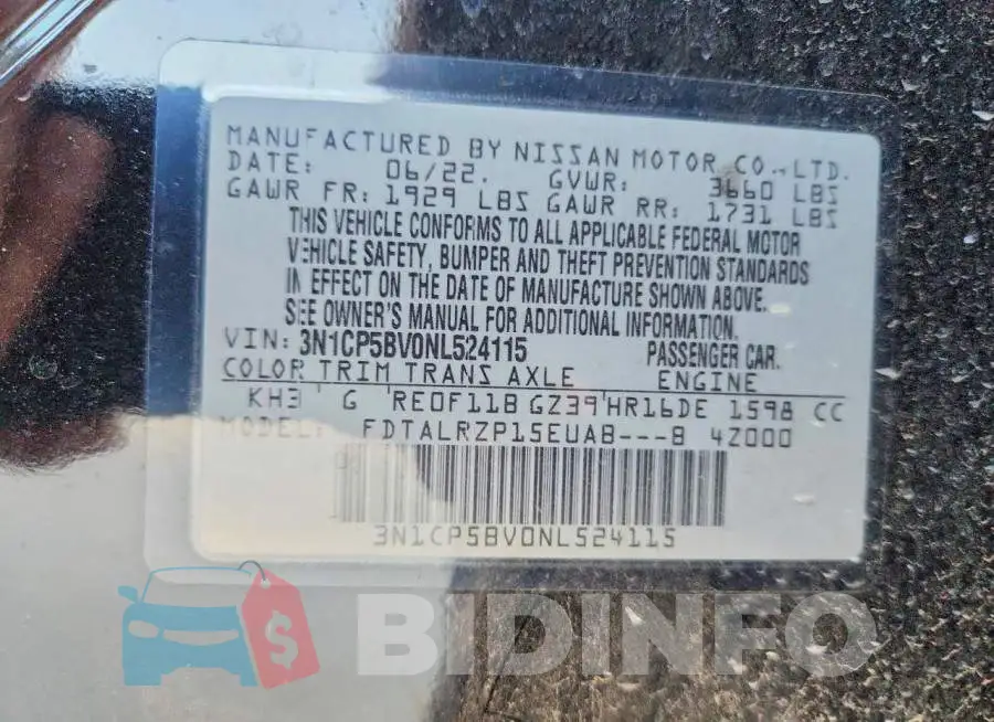 3N1CP5BV0NL524115 Photo# 12