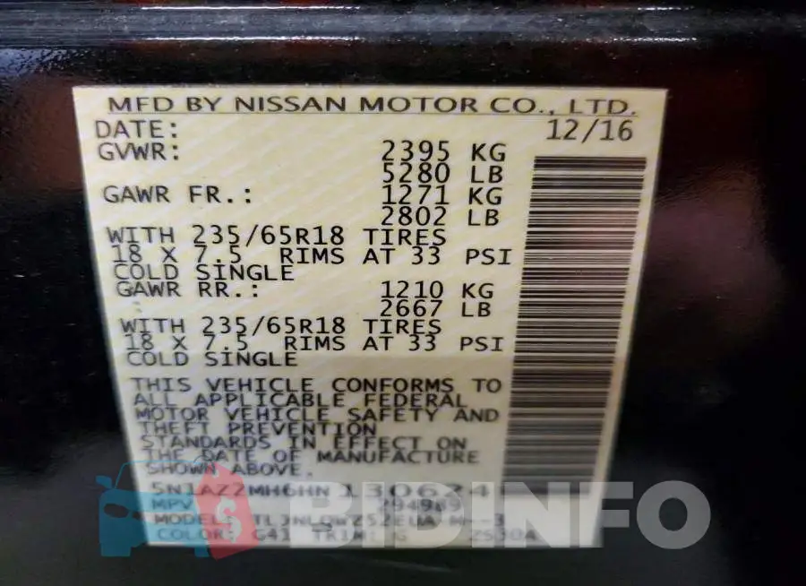 5N1AZ2MH6HN130624 Photo# 13