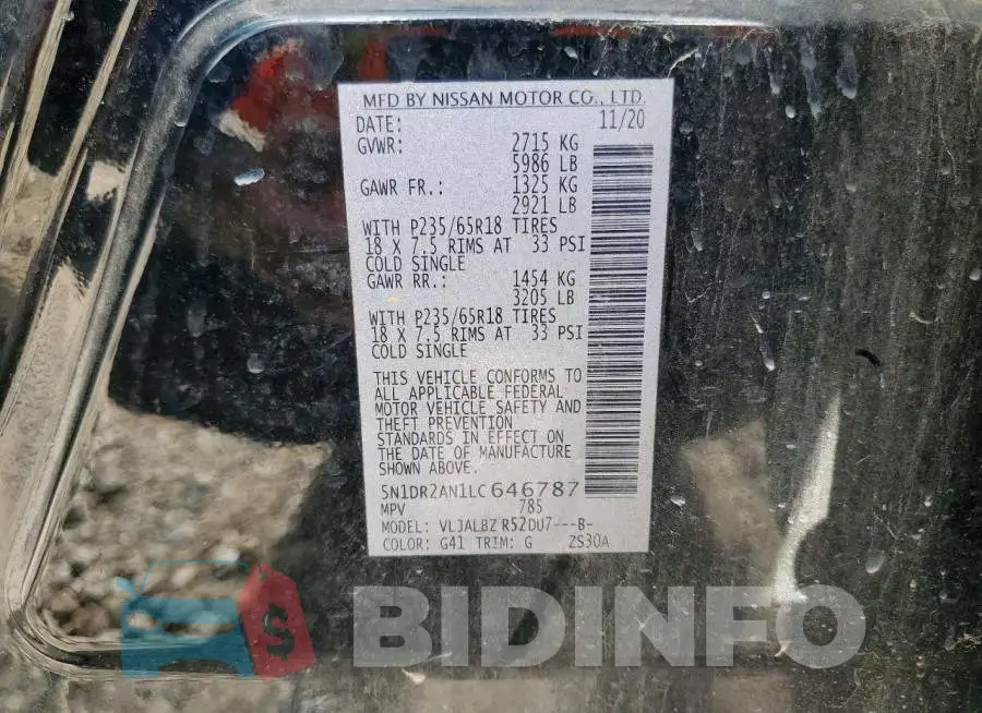 5N1DR2AN1LC646787 Photo# 13