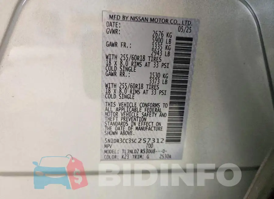 5N1DR3CC3SC257312 Photo# 13