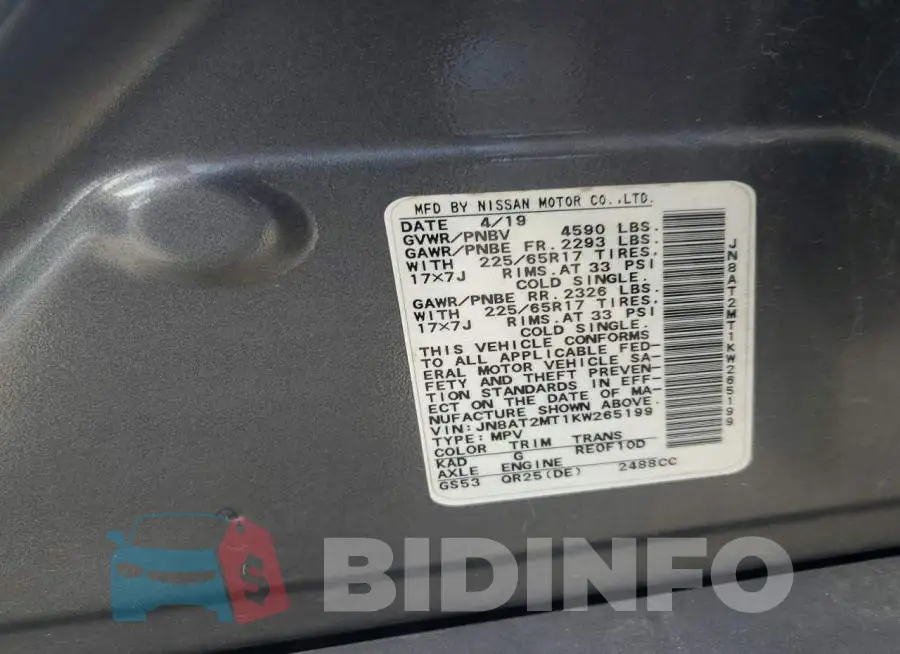 JN8AT2MT1KW265199 Photo# 12