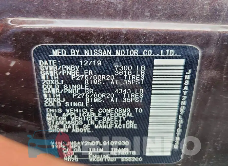 JN8AY2ND7L9107930 Photo# 12