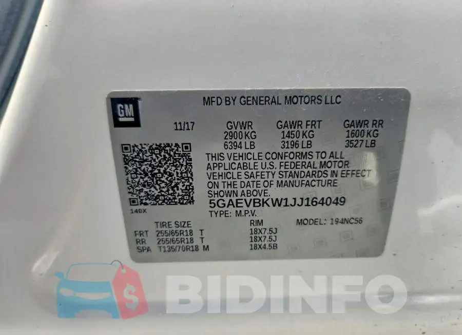 5GAEVBKW1JJ164049 Photo# 13