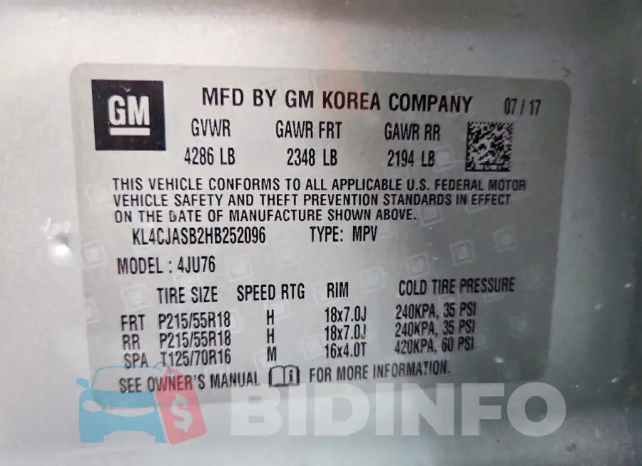 KL4CJASB2HB252096 Photo# 12