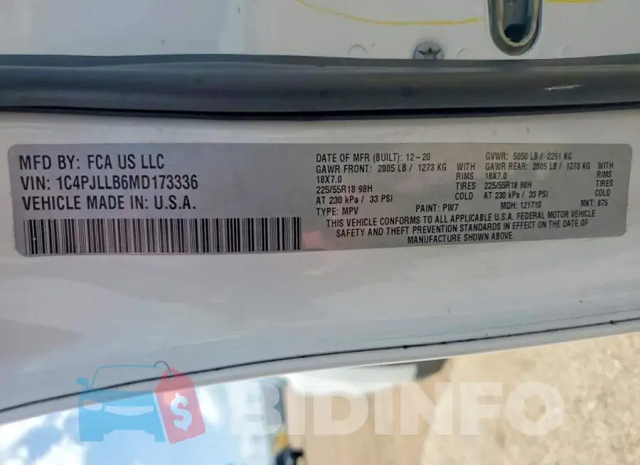 1C4PJLLB6MD173336 Photo# 12