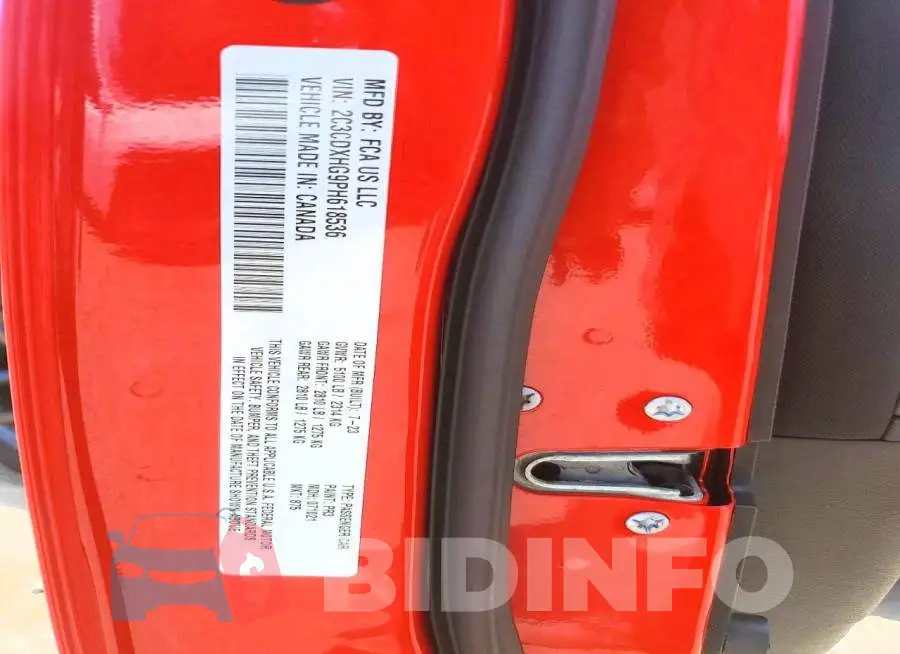 2C3CDXHG9PH618536 Photo# 12