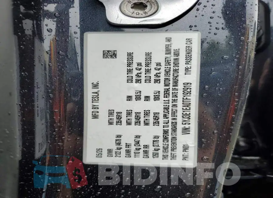 5YJ3E1EA0TF192919 Photo# 13