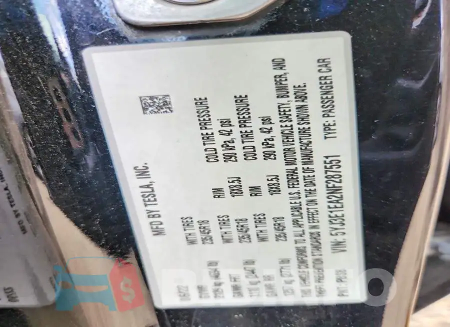 5YJ3E1EA2NF287551 Photo# 12