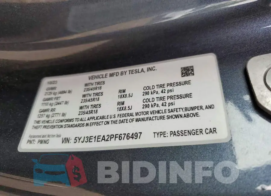5YJ3E1EA2PF676497 Photo# 12