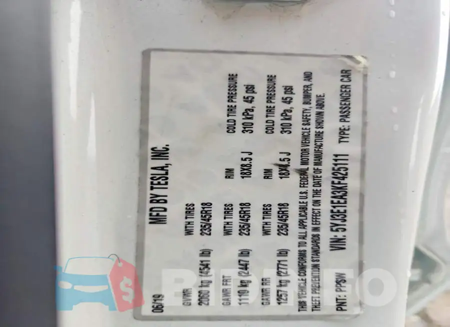 5YJ3E1EA3KF425111 Photo# 12