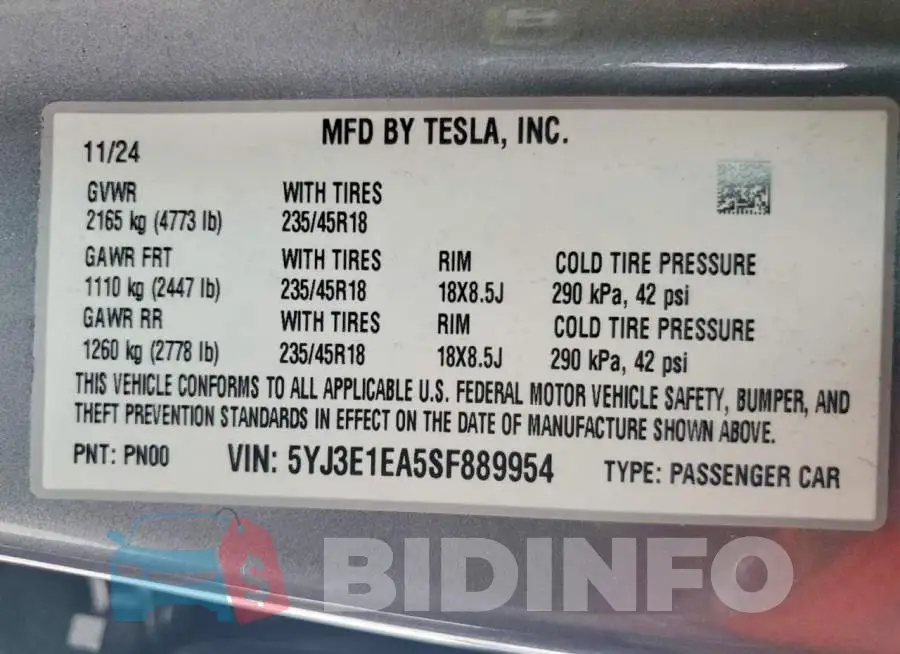 5YJ3E1EA5SF889954 Photo# 12