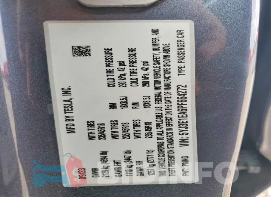 5YJ3E1EA6PF664272 Photo# 13