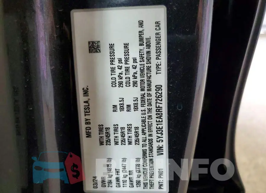 5YJ3E1EA8RF726290 Photo# 12