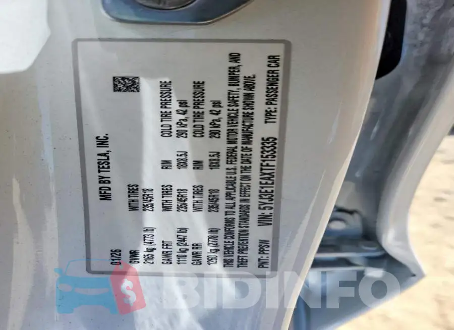 5YJ3E1EAXTF153335 Photo# 13