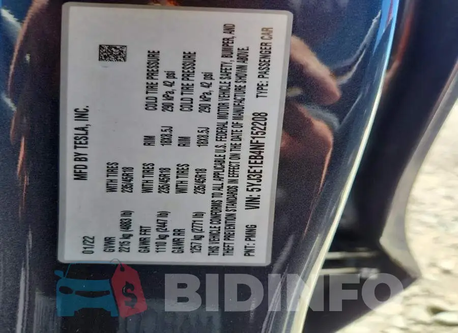 5YJ3E1EB4NF152208 Photo# 13