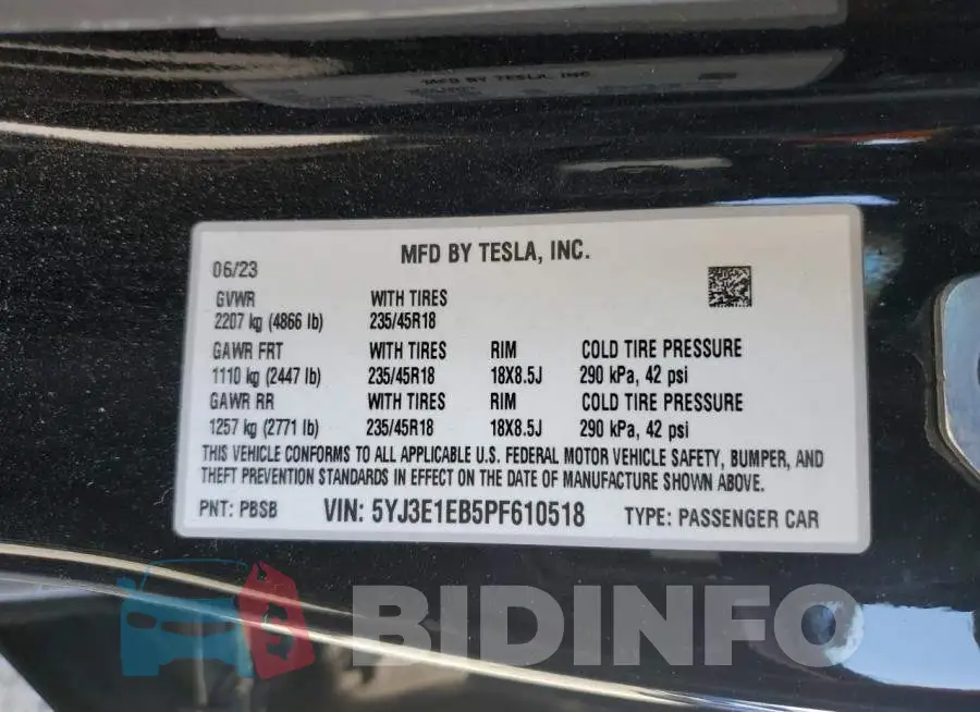 5YJ3E1EB5PF610518 Photo# 12