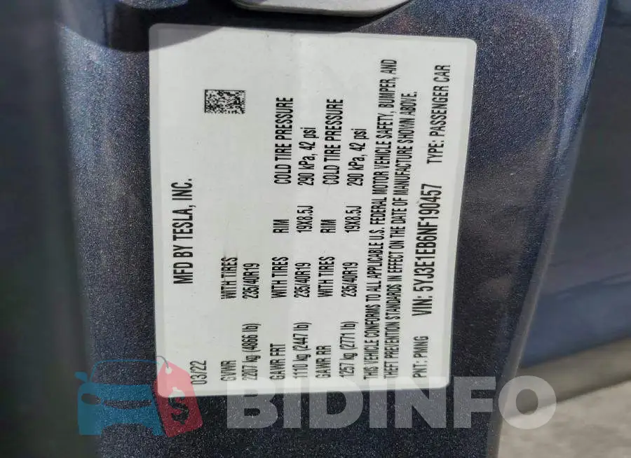 5YJ3E1EB6NF190457 Photo# 12