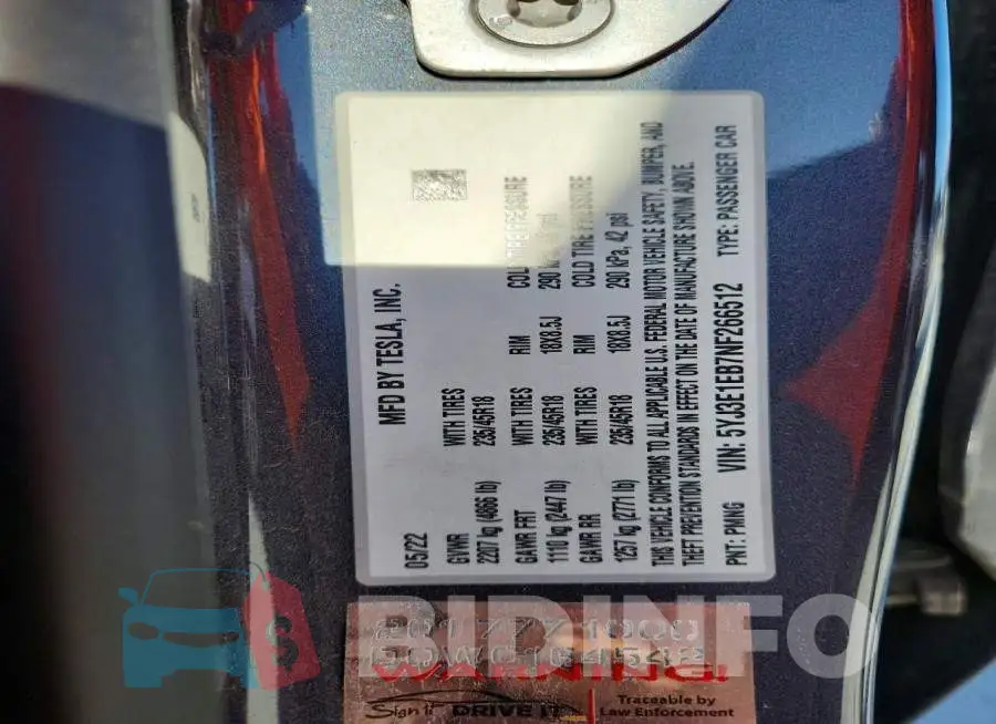 5YJ3E1EB7NF266512 Photo# 13